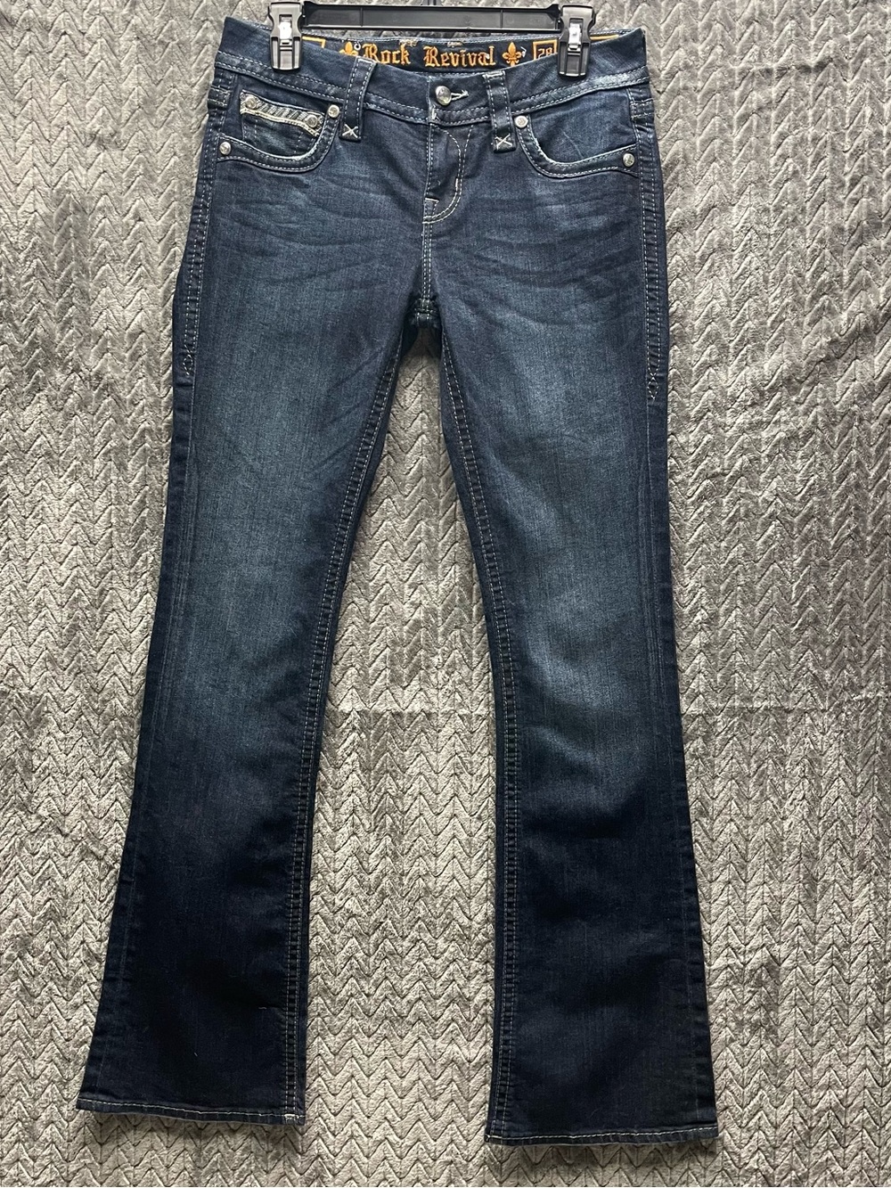 Rock Revival Jeans Womens 28 Blue Low Rise Bootcut Rhinestone Klarry Boot Rodeo